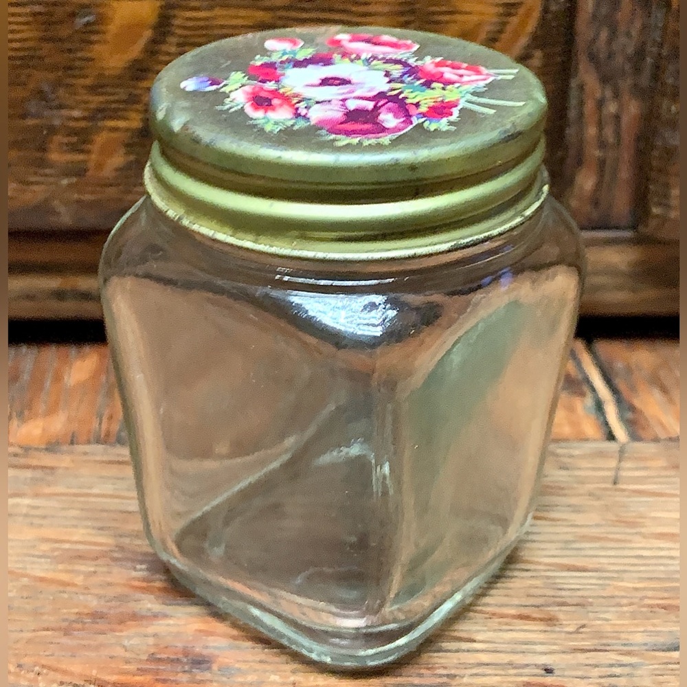 Mid Century Vintage Floral Pattern Lidded Art Craft Hobby Jar